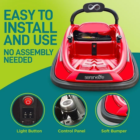 Electric Ride-On Bumper Car with Remote Control for Kids Ages 4-7, Red