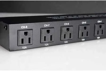 ADJ PC-100A – 8-Switch Rack Mount Power Strip with 15A Breaker & Lighted Rockers TekShack