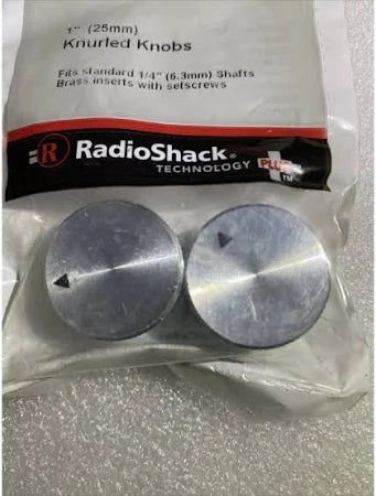 Radio Shack Silver-Tone 1” Knurled Knobs (Pack of 2) Radio Shack