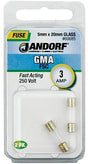 Jandorf Fast Acting 250 Volt 3 Amp Fuse #60685 Jandorf