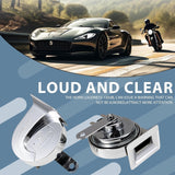 Silvery Chrome Snail Horn with 130dB Loud Dual Electric Car and Train Sounds