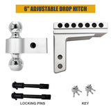 Trucktok 2" Adjustable Hitch 6" Drop/Rise 12,000 GTW with Dual Locks TruckTok