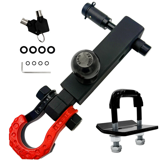 Trucktok 2" Hitch with Ball 50,600 lbs Strength & Shackle Key Lock TruckTok