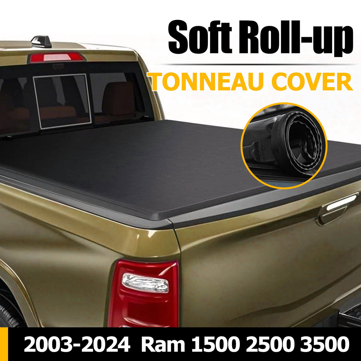 Trucktok 2003-2024 Dodge Ram 6.4FT Soft Top Roll-up Tonneau Cover Truck Bed TruckTok