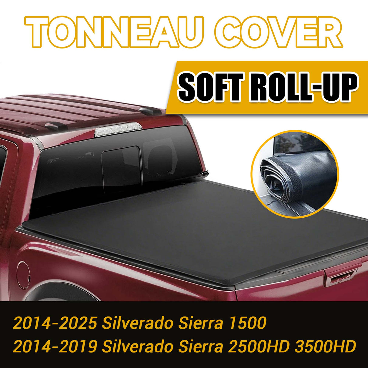 Trucktok 2014-2018 Chevy Silverado Sierra 6.5FT Soft Roll Up Tonneau Cover Bed TruckTok