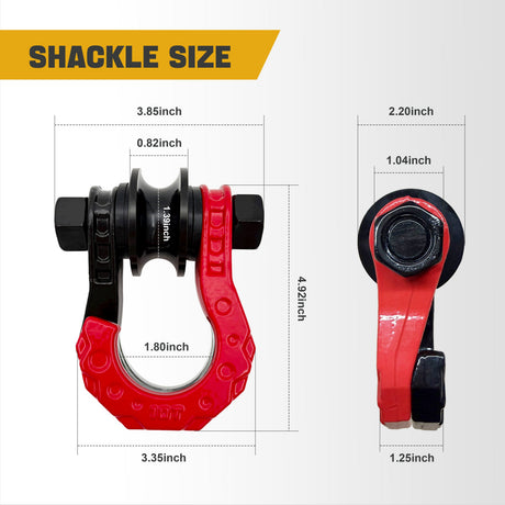 Trucktok 3/4" D-Ring Shackle 52,000 lbs Break Strength Recovery Pulley (1 Pair ) TruckTok