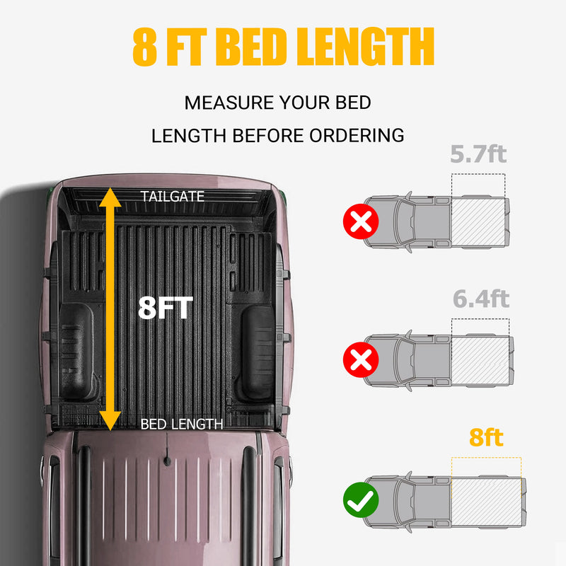 Trucktok 2003-2025 Dodge Ram 8FT Soft Top Roll-up Tonneau Cover Truck Bed