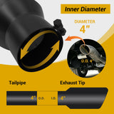 Trucktok 4" Inlet 6" Outlet 15" Overall Length Bolt On Exhaust Tailpipe Tip Black TruckTok