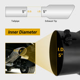 Trucktok 5" Inlet 7" Outlet 15" Overall Length Bolt On Exhaust Tailpipe Tip Black TruckTok