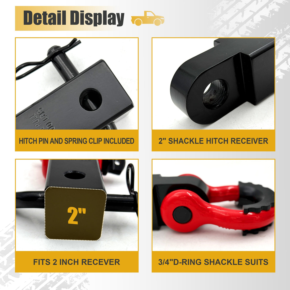 Trucktok 2" Hitch Receiver 38,500 lbs Strength with D-Ring & Pin TruckTok