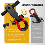 Trucktok 2" Hitch Receiver 38,500 lbs Strength with D-Ring & Lock TruckTok