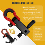 Trucktok 2" Hitch Receiver 38,500 lbs Strength with D-Ring & Lock TruckTok