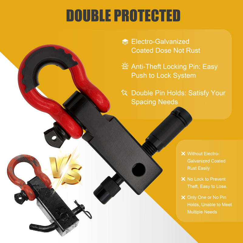 Trucktok 2" Hitch Receiver 38,500 lbs Strength with D-Ring & Lock TruckTok