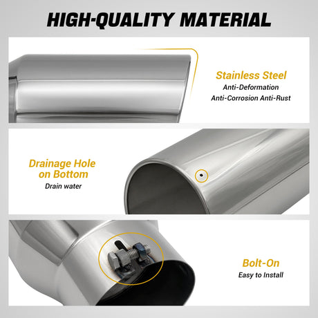 Trucktok 5" Inlet 7" Outlet 15" Overall Length Stainless Steel Bolt On Exhaust Tailpipe Tip TruckTok