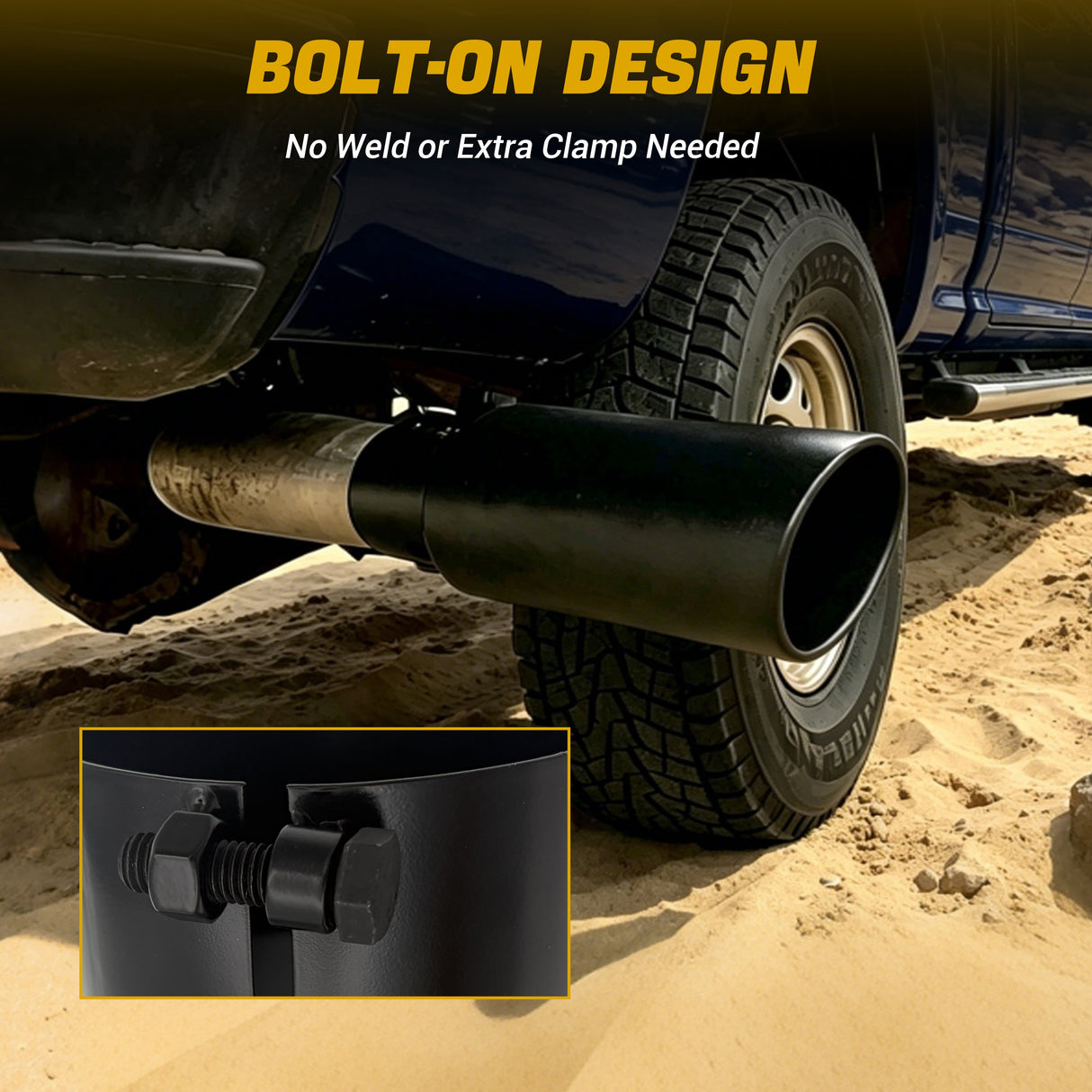 Trucktok 4" Inlet 6" Outlet 15" Overall Length Bolt On Exhaust Tailpipe Tip Black TruckTok