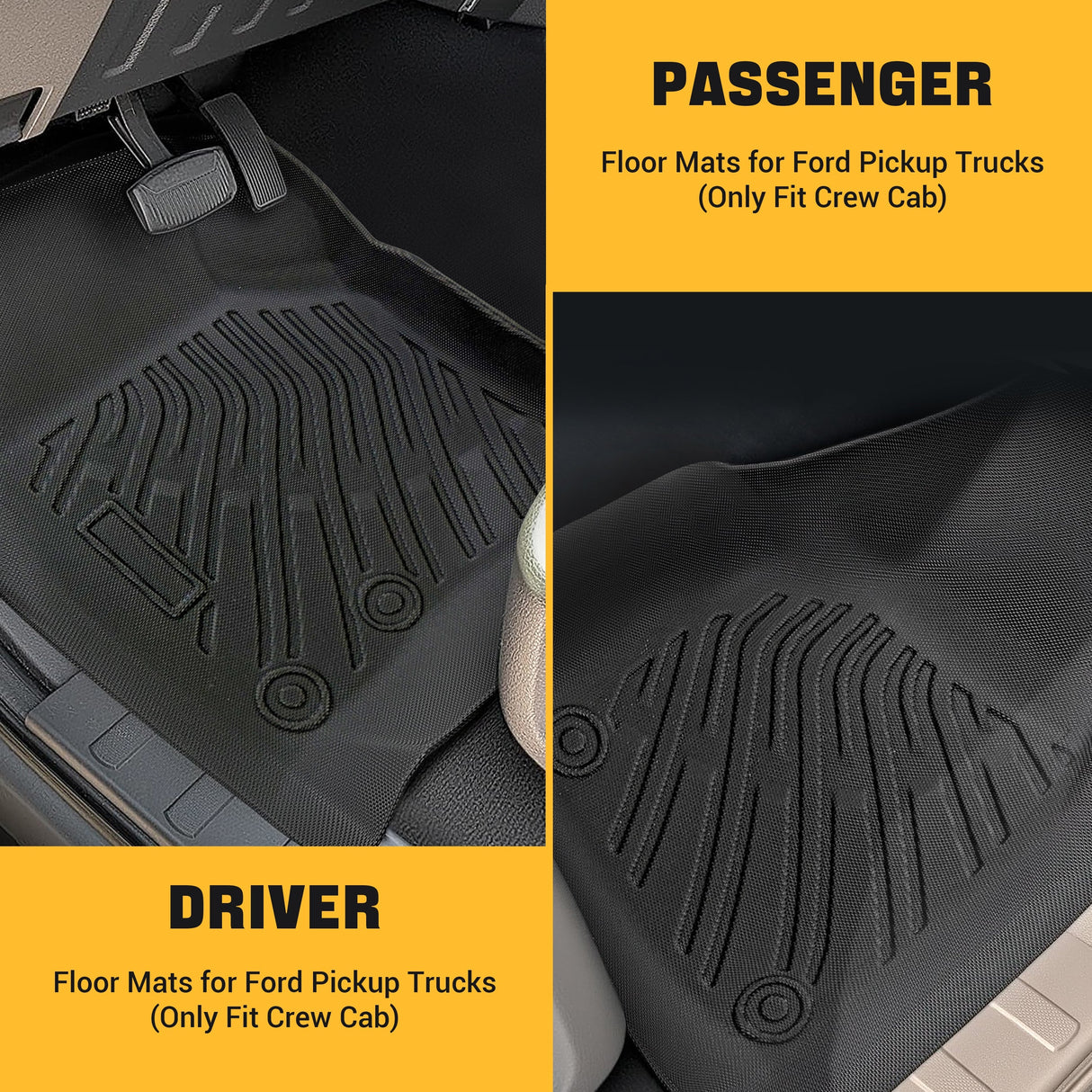 Trucktok 2008-2010 Ford F250 F350 Super CrewCab All-Weather TPE Floor Mats TruckTok