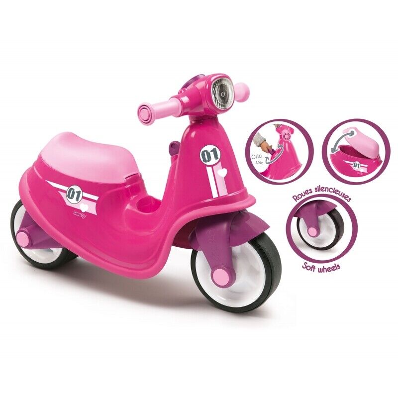 Smoby Pink Ride-On Scooter with Silent Wheels - Perfect for Little Riders!