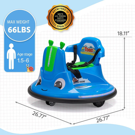 12V Electric Snail Baby Bumper Car Ride-On Toy with Remote Control for Kids