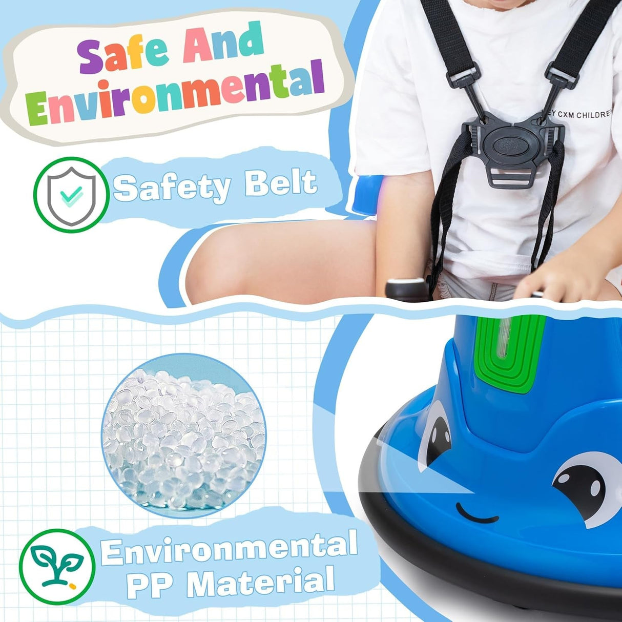 12V Kids Electric Ride-On Snail Baby Bumper Car with Remote Control
