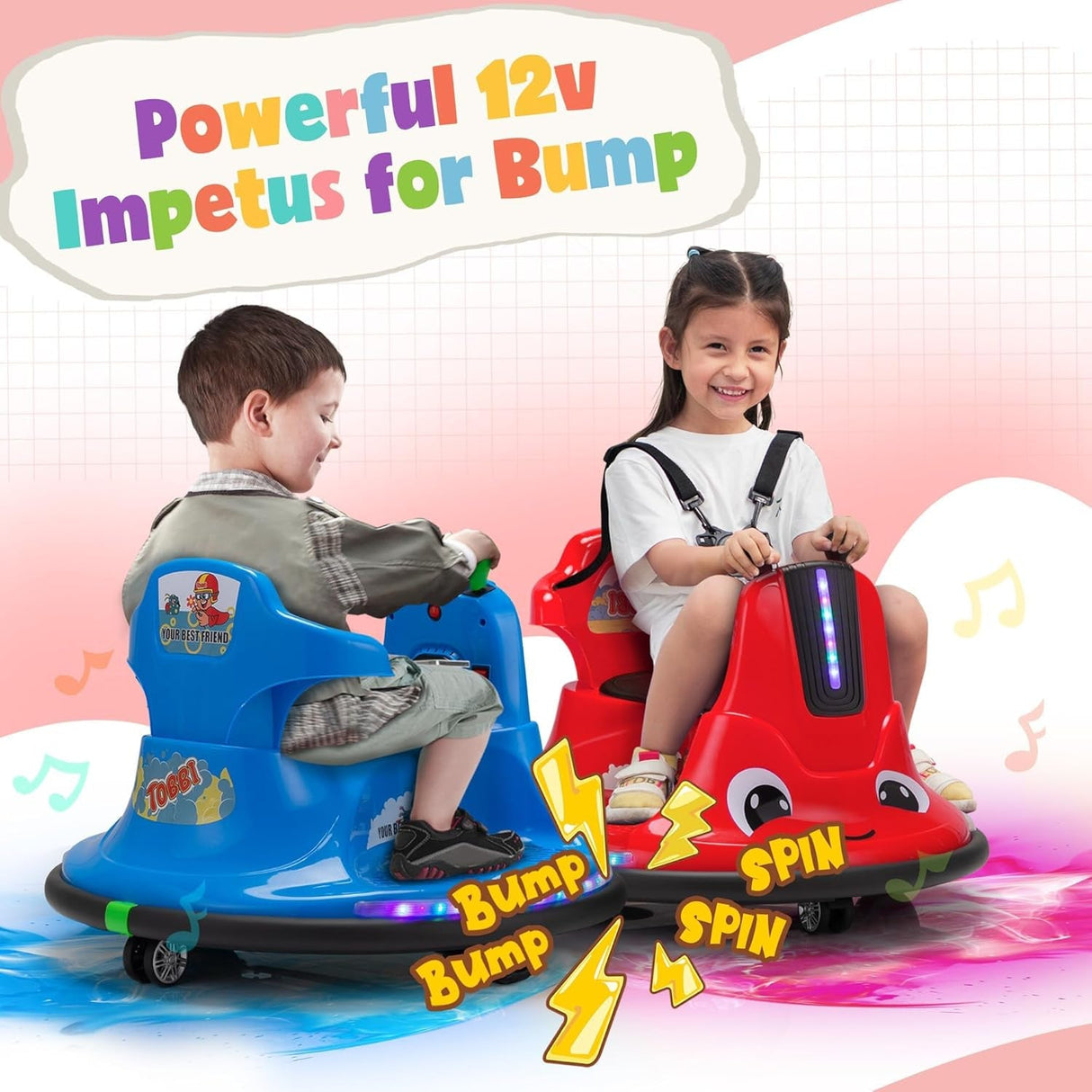 12V Electric Kids Ride-On Bumper Car with Remote Control
