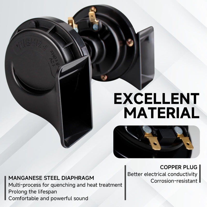 Universal 12V Electric Snail Horn for Cars and Motorcycles - Black