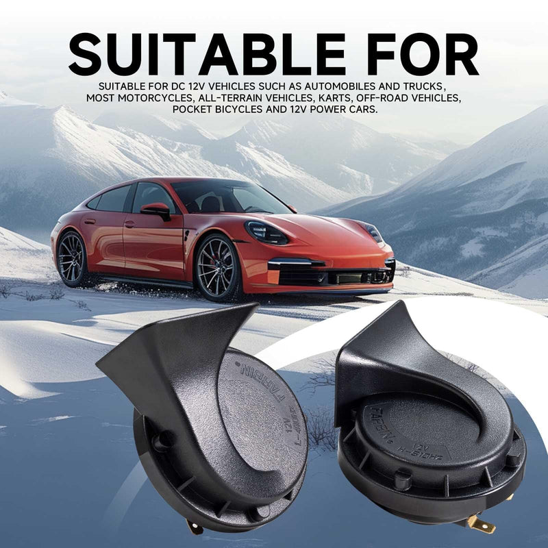 Universal 12V Electric Snail Horn for Cars and Motorcycles - Black