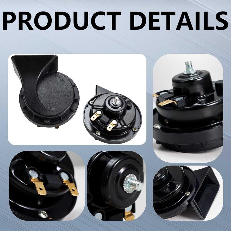 Universal 12V Electric Snail Horn for Cars and Motorcycles - Black