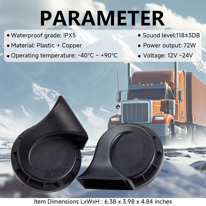 Universal 12V Electric Snail Horn for Cars and Motorcycles - Black