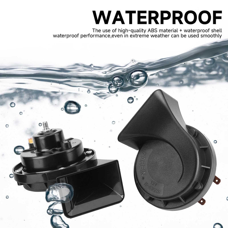 Universal 12V Electric Snail Horn for Cars and Motorcycles - Black