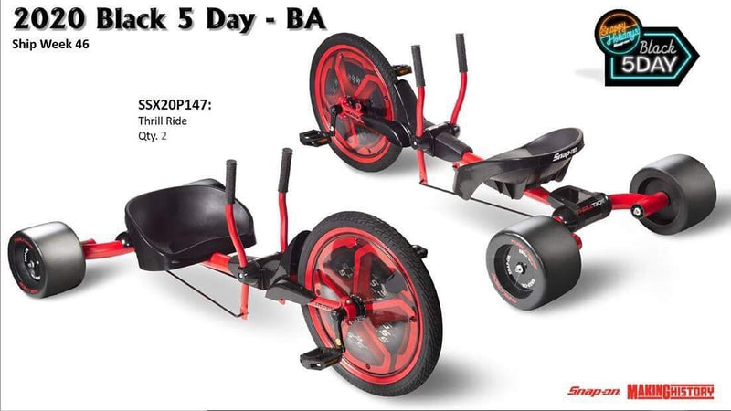 Thrill Ride Ride-On Tricycle and Scooter Set with Snap-On Tools in Original Box