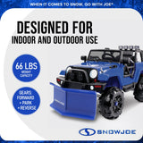Snow Joe 24-Volt Ride-On Car with Snow Plow and Scoop, Parental Remote Control, Blue