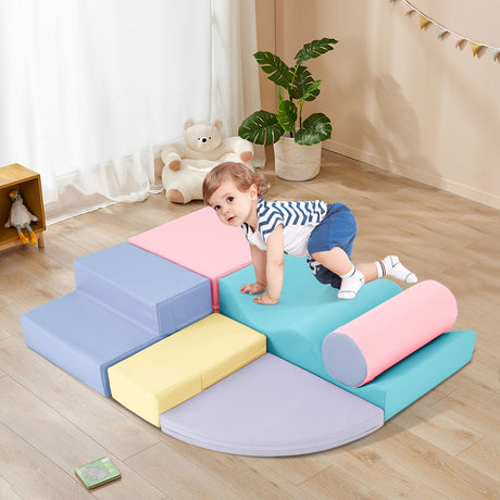 Soft Climb and Crawl Foam Playset 6-in-1 Soft Play Equipment for Active Play