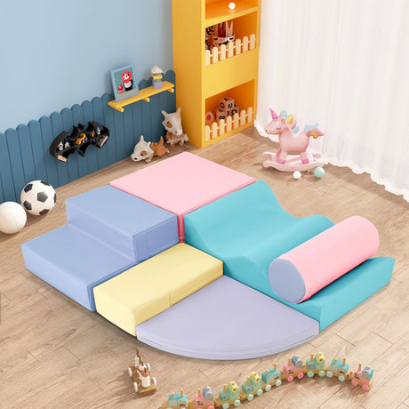 Soft Climb and Crawl Foam Playset 6-in-1 Soft Play Equipment for Active Play