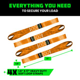 1.6" x 17" Soft Loop Tie-Down Straps (4-Pack)