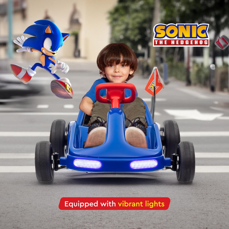 6V Electric Ride-On Go Kart for Kids with Rechargeable Battery and Sonic Hedgehog Design