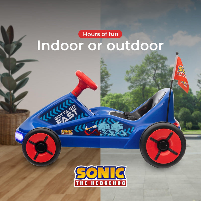 6V Electric Ride-On Go Kart for Kids with Rechargeable Battery and Sonic Hedgehog Design