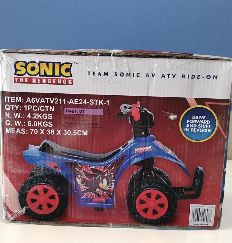 6V Sonic vs Shadow ATV Ride-On Toy for Kids Ages 2-6