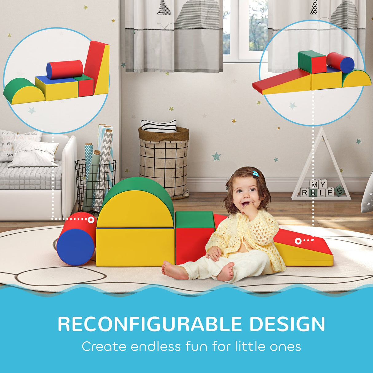 5-Piece Foam Climb and Crawl Activity Play Set for Babies, Soft and Safe Baby Play Equipment