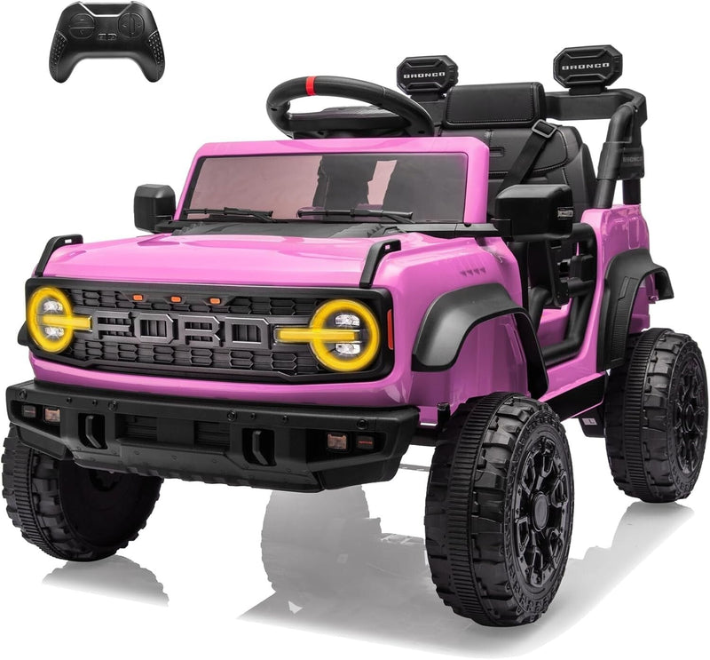 12V Electric Ford Bronco Ride-On Car with Remote Control and Safety Seat Belt for Ages 3-8