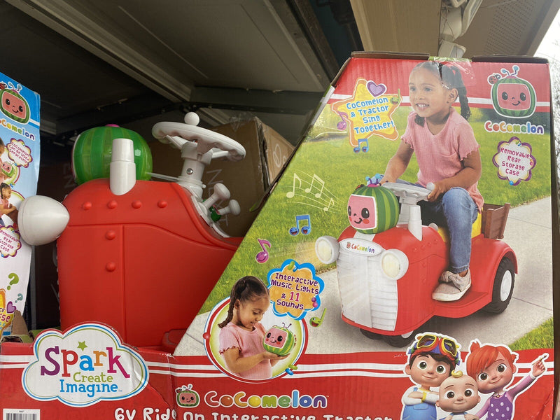 Interactive CoComelon 6V Ride-On Tractor Toy for Kids Ages 1.5-3 Years