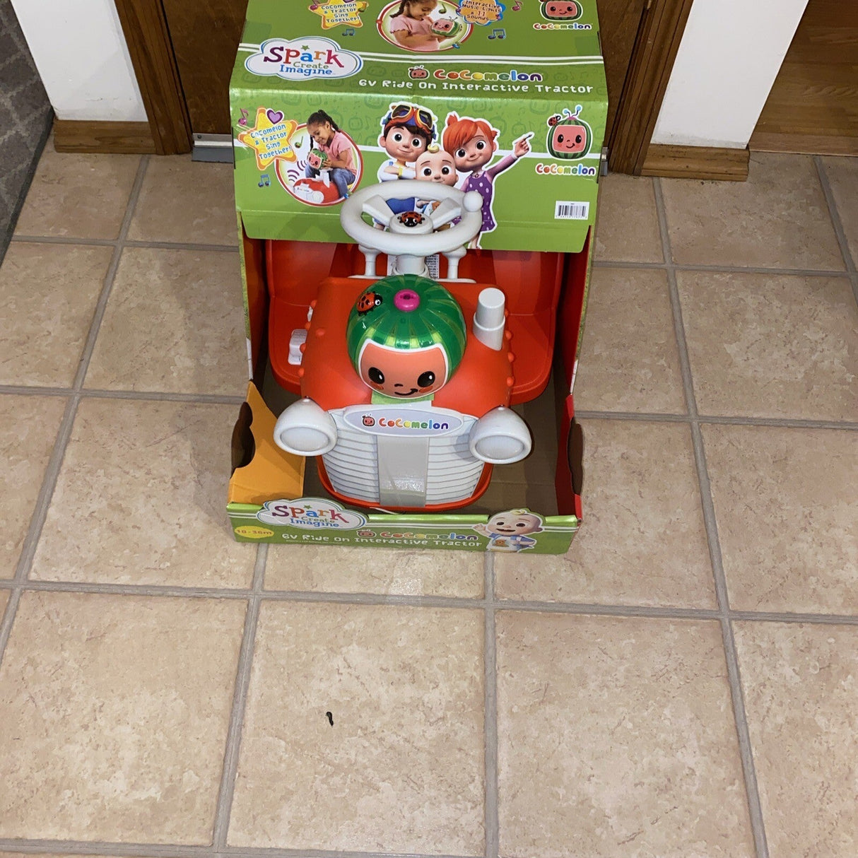 Interactive CoComelon 6V Ride-On Tractor Toy for Kids Ages 1.5-3 Years
