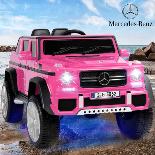 Mercedes-Benz G Wagon 12V Electric Kids Pink Ride On Car with LED Lights, Music, and Remote Control - Pink