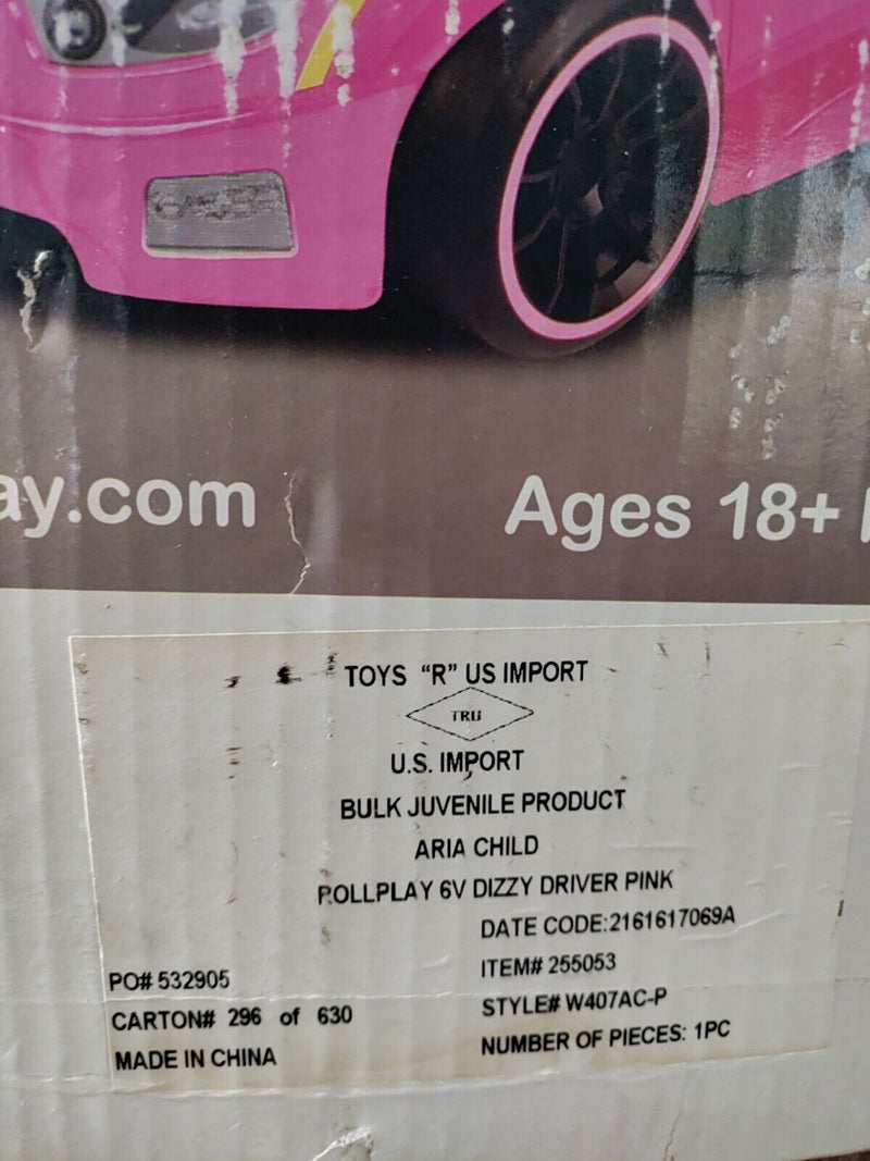 Sparkle and Drive: Dizzy Driver 6-Volt Ride-On Car with Storage in Pink for 18 Months+