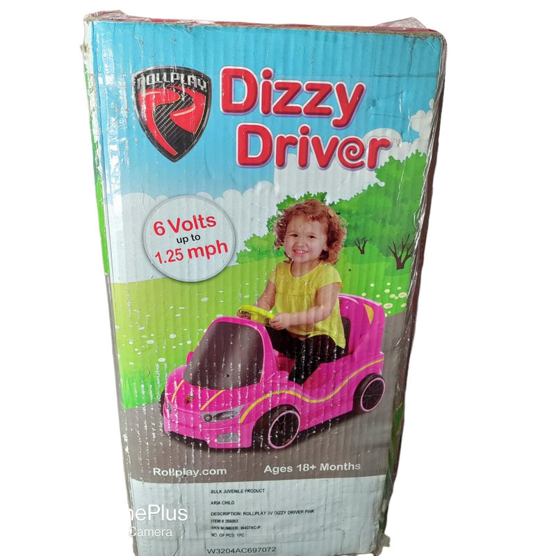 Sparkle and Drive: Dizzy Driver 6-Volt Ride-On Car with Storage in Pink for 18 Months+