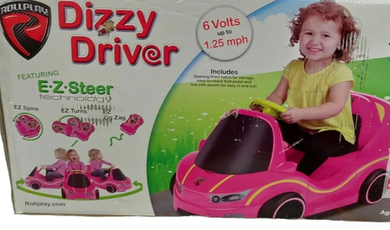 Sparkle and Drive: Dizzy Driver 6-Volt Ride-On Car with Storage in Pink for 18 Months+