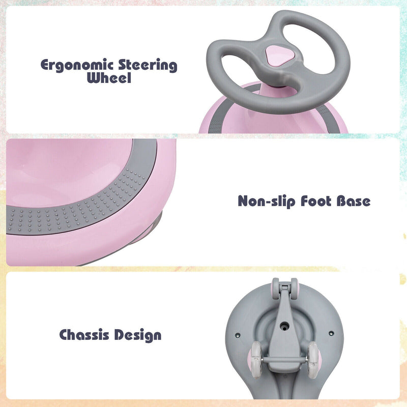 Sparkling Pink Wiggle Car Ride-on Toy for Toddlers and Kids with Flashing Wheels