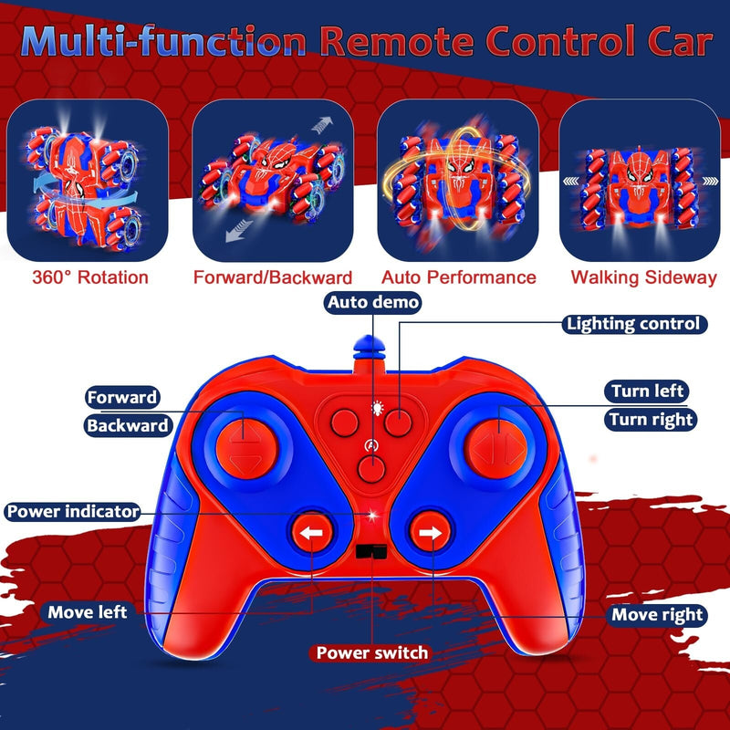 Rechargeable Spider Remote Control Car for Boys with LED Lights