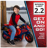 6V Spider-Man Ride-On Motorcycle Toy for Kids Ages 3+ with Rechargeable Battery