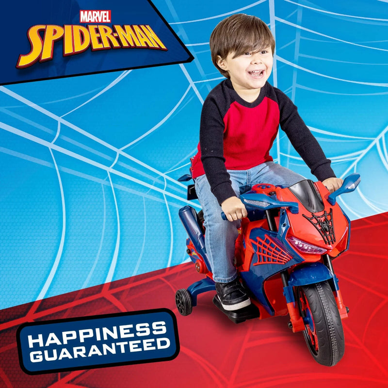 Spider-Man 6V Rechargeable Ride-On Motorcycle Toy for Kids Ages 3 and Up