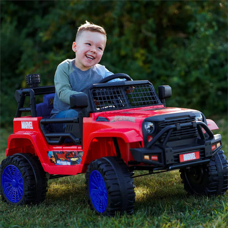 Spiderman SUV 6 Volt Ride-On Toy with Seat Belt for Safe Adventures